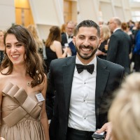 Guests smiling at reception